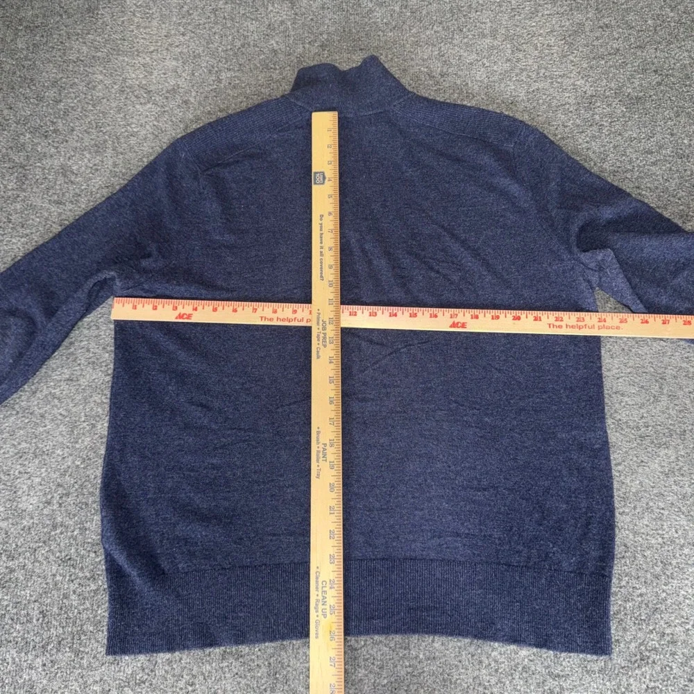 Banana Republic Mens Merino Wool Blend‎ 1/4 Snap Zip Sweater Navy Blue Large